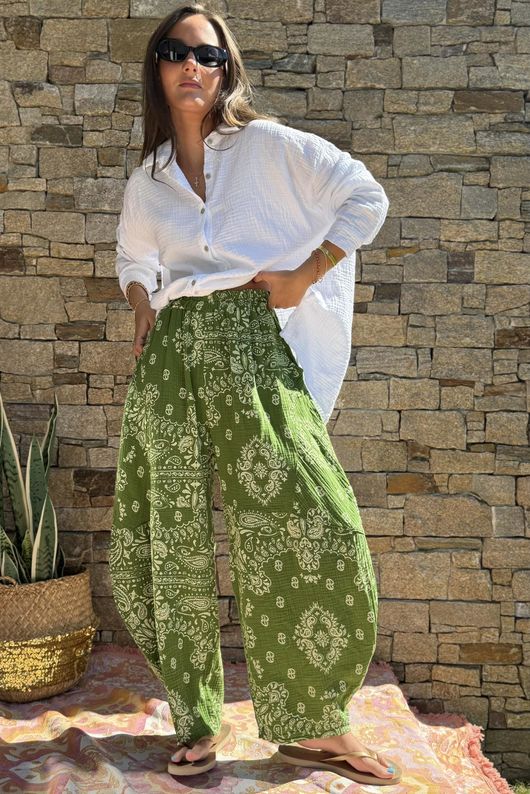 Hush Pillow Cotton Bandana B Classic Barrel Pant Rio Green